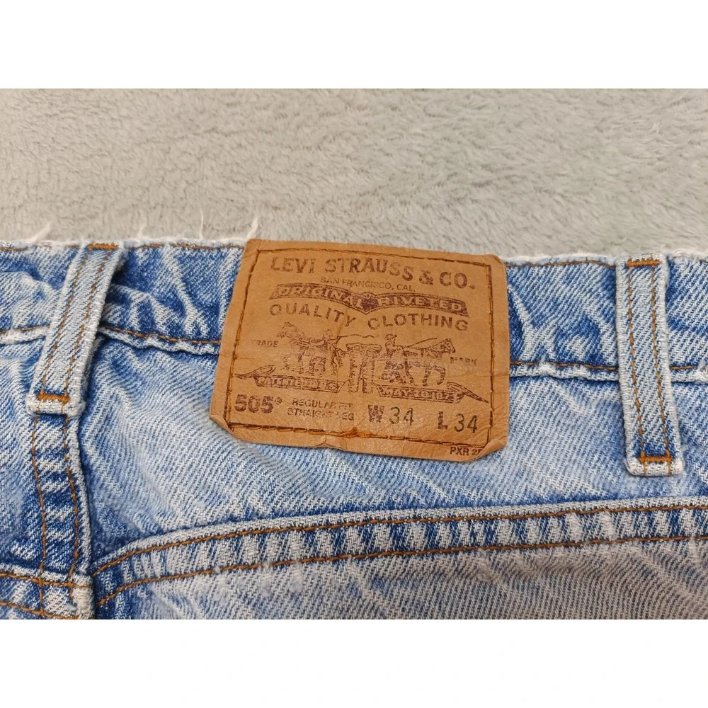 Vintage Levi's 505 Orange Tap Straight Leg Men's Denim Jeans Size 34×34